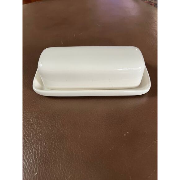 Butter Dish Covered, Fishes Eddy, White - Picture 1 of 5